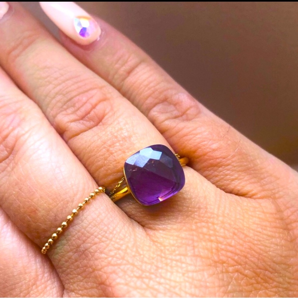 Natural Amethyst Cocktail Ring, Size 7, worn once!